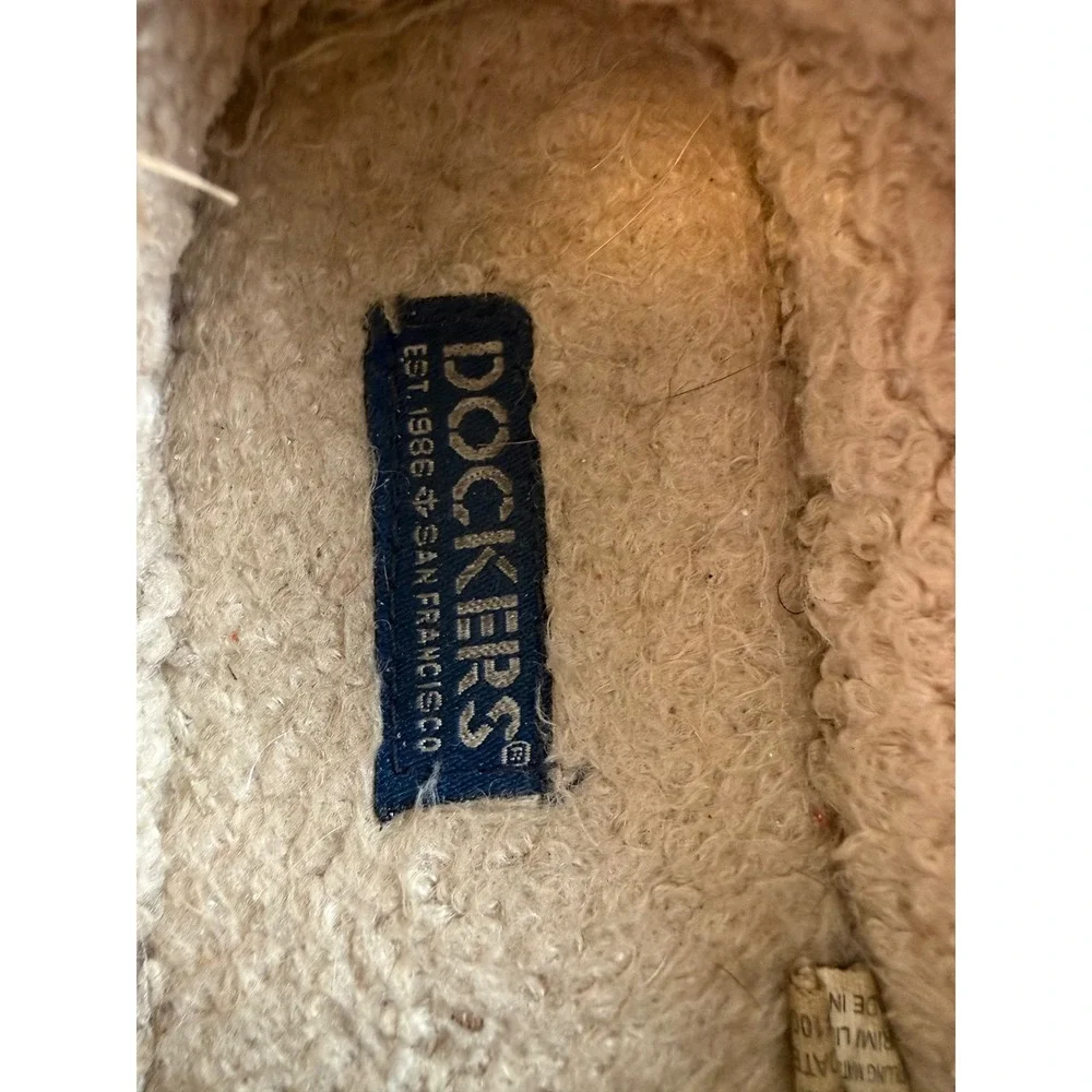 Dockers Kids Moccasin Slippers Tan Faux Suede Sherpa Lined Shoes Size M 13-1